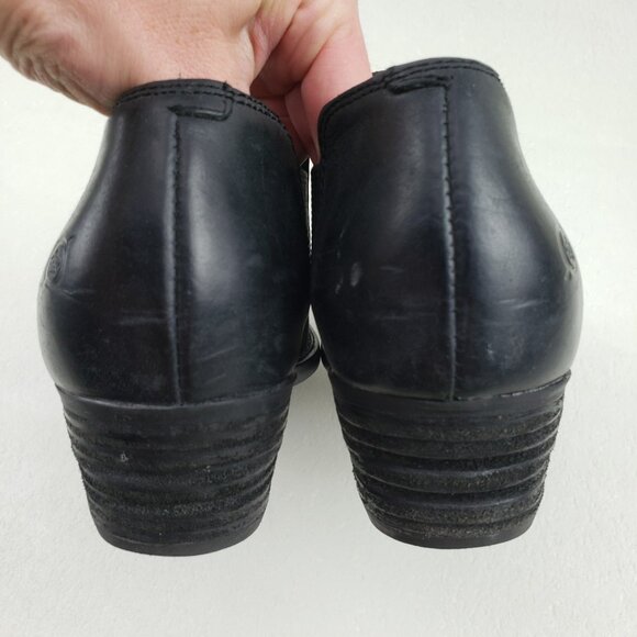 Born Dallia Leather Ankle Boot Womens 9 Black Chelsea Slip On Moto Bootie - Picture 10 of 14